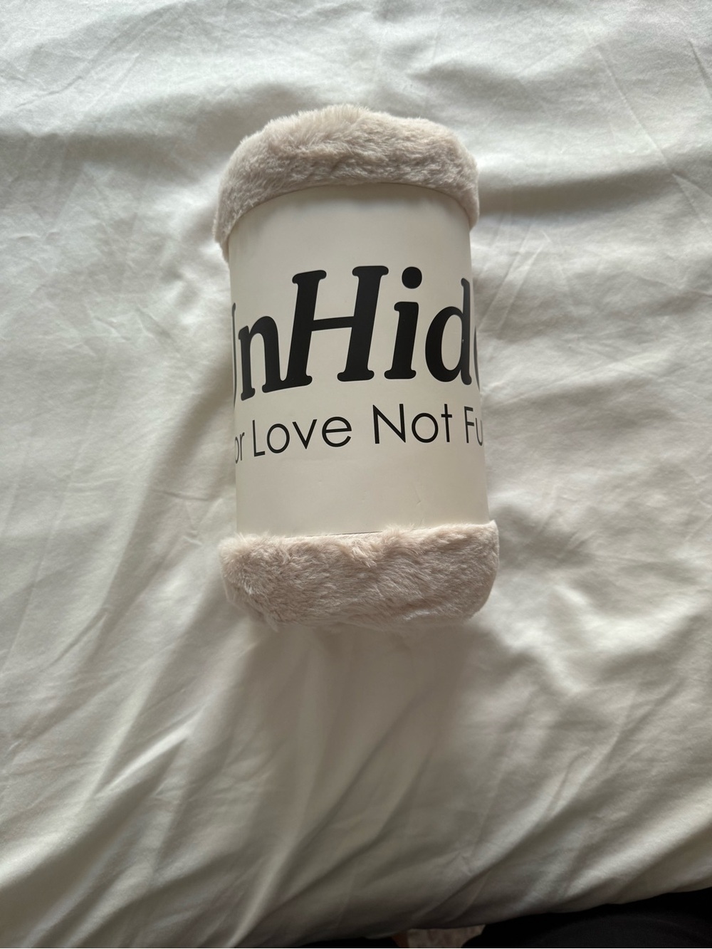 nHide Cream Plush-Trim Throw Blanket - Soft Neutral Comfort